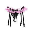 4 Straps Sexy Lace With Satin Ribbons Suspender Belts & Thong Set Party Garters