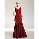 Trumpet/ Mermaid V-neck Floor-length Taffeta Evening Dress