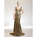 Trumpet/Mermaid V-neck Sweep/Brush Train Sequined Evening Dress inspired by Kellie Pickler