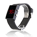 Black Silicone Band Mirror Face Red LED Sports Wrist Watch