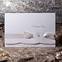 Floral Folded Wedding Invitation With Ribbon (Set of 50)