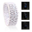  Digital Lava Style Iron Sport Unisex Blue LED Faceless Wrist Watch - White
