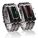 Couple Style Double Row Arrayed LED Wrist Watches (Men's Green, Women's Red)