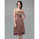 A-line Strapless Knee-length Satin Bridesmaid Dress