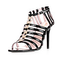 brevetto tomaia in pelle tacco a spillo sandali gladiatore con le scarpe partito strass