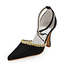 Satin Upper High Heel Closed-toes With Beading Wedding Bridal Shoes