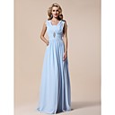 Sheath/Column V-neck Floor-length Chiffon Evening Dress
