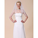 Two-tier Elbow Wedding Veil With Beaded Edge