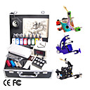 kit tattoo profissional com 3 armas e poder lcd 8 tintas
