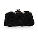Gorgeous Satin Shell mit Strass / Satin Blüten Abend Handtasche Kupplung