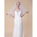 One-tier Fingertip Wedding Veils With Cut Edge