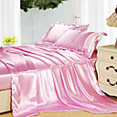 solides, simili-soie 3-pièces king-size housse de couette (rose)