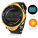 Waterproof Solar Powered Automatic Watch with Alarm & EL Light & Chronograph - Yellow
