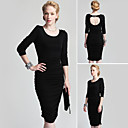 TS Black Backless Long Sleeve Gathered Hem Dress