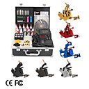 6 Guns Tattoo Kit with  LCD Power and 10 Color Ink