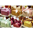 Square Pearl Paper Favor Box With Ribbons (Set of 12)