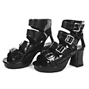 römischen Stil 3 "Kegel Ferse schwarzem Lack lolita Sandalen