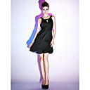 A-line Scoop Knee-length Satin Chiffon Cocktail Dress