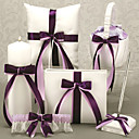 wit satijnen lint dubbele bruiloft accessoire verzameling (set van 6)