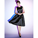 A-line Scoop Knee-length Satin Cocktail Dress