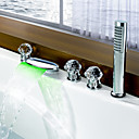 mudança de cor faucet da cachoeira levou banheira com chuveiro de mão (vidro alças)