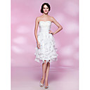 A-line Strapless Knee-length Chiffon Lace Cocktail Dress