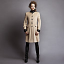 TS Faux Leather Stand Collar Coat with Belt