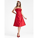 A-line Princess Strapless Knee-length Taffeta Bridesmaid Dress