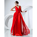 A-line V-neck Floor-length Chiffon Evening Dress