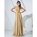 Sheath/Column Off-the-shoulder Floor-length Chiffon Evening Dress
