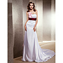 Sheath/ Column One Shoulder Cathedral Train Elastic Silk-like Satin Wedding Dress