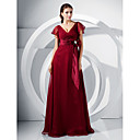 A-line V-neck Floor-length Chiffon Evening Dress