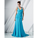 A-line Straps Watteau Train Chiffon Evening Dress inspired by Eva Longoria Parker