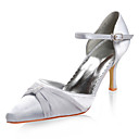Satin Upper Low Heel Closed-toes With Rhinestone Wedding Bridal Shoes.