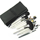 White Handle With Black Pouch Wool Brush Set(18 Pcs)