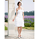 A-line One Shoulder Knee-length Chiffon Wedding Dress