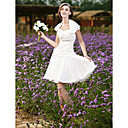 A-line Halter Short/Mini Taffeta Chiffon Lace Wedding Dress