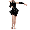 Black Children's Spandex With Ruffles/Fringe Latin Dance Performance Dress