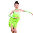 enfants spandex avec des perles / frange robe de danse latine performances