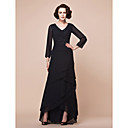 A-line V-neck Asymmetrical Chiffon And Matte Satin Mother Of The Bride Dress