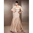 Trumpet/Mermaid Strapless Floor-length Satin And Lace Wedding Dress With A Wrap