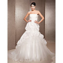 A-line Strapless Chapel Train  Taffeta Wedding Dress