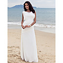 Side-Draped Sheath/Column Bateau Floor-length Chiffon Wedding Dress