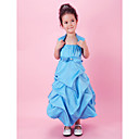 A-line Satin Tea-length Flower Girl Dress With Spaghetti Straps
