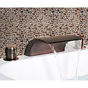 Oil Rubbed Bronze Waterfall Widespread Bathroom Sink Faucet