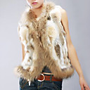 Women's Genuine Rabbit With Raccoon Fur Vest