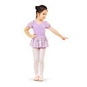Kid's Cotton Dance Leotard With Polka Dot Sleeves And Skirt More Colors