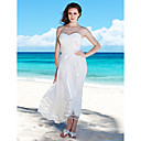Sheath/Column Sweetheart Tea-length Organza Satin Wedding Dress