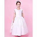 Ball Gown Scoop Floor-length Taffeta And Tulle Flower Girl Dress With Bow