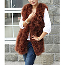 Collarless Sleeveless Ostrich Fur Office/Career/Casual Vest (More Colors)